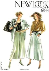 6833 80s NEW LOOK  LONGER FLARE SKIRT POCKET/ PLEAT OR NOT PATTERN 8-18 UNCUT